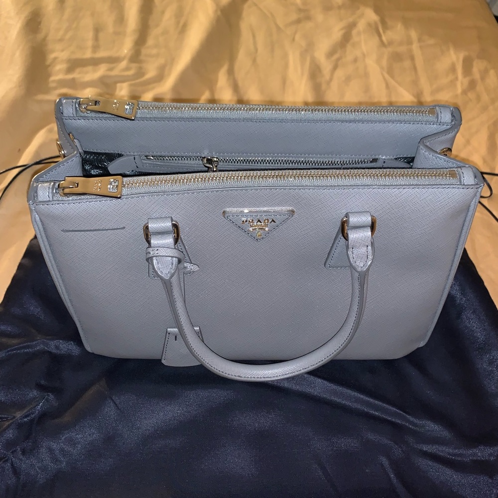 Prada Saffiano Lux Tote Small Gray